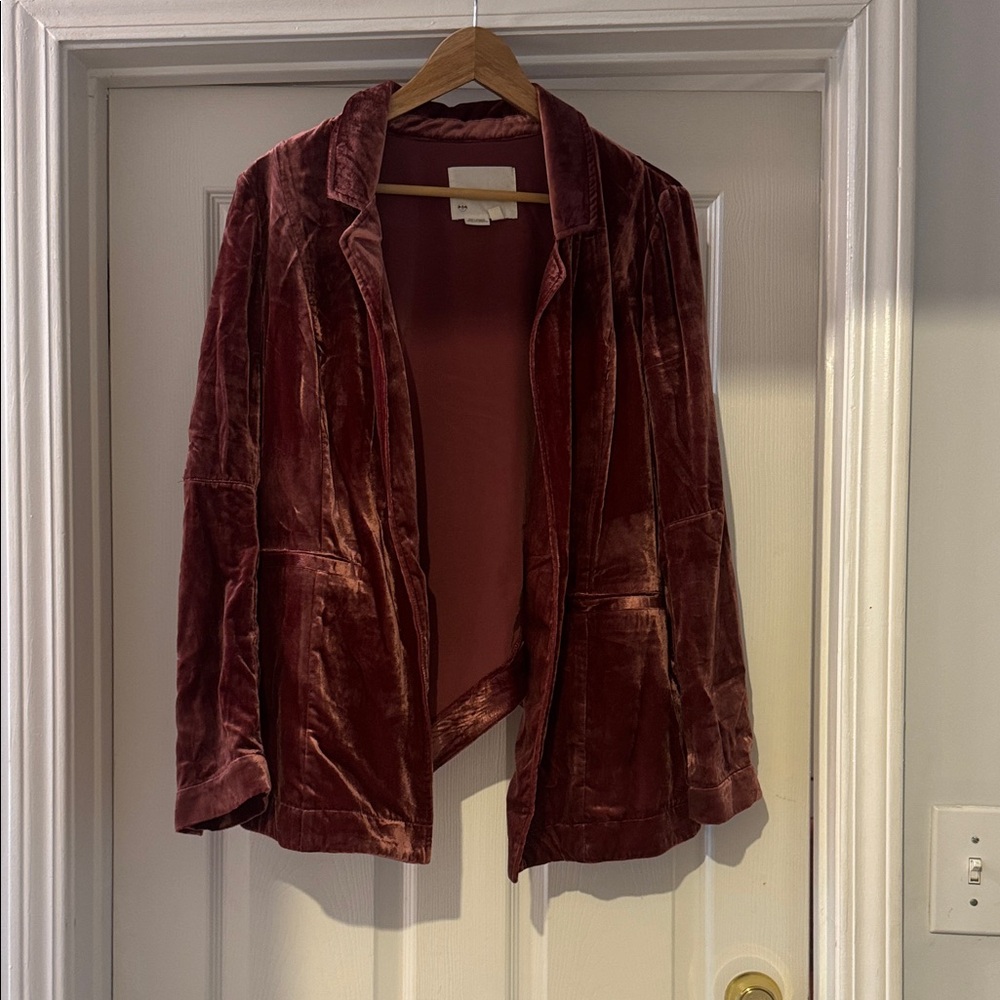 Anthropologie Velvet Raspberry Tulip Back Women's Jacket
